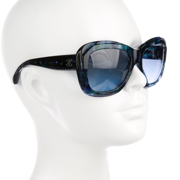Chanel 100%AUTH Blue Multicolor CC Logo Sunglasses - Picture 8 of 8